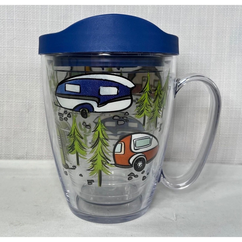 Tervis 16oz Insulated Mug with Lid Vintage Campers Trees Cactus Camping Tumbler